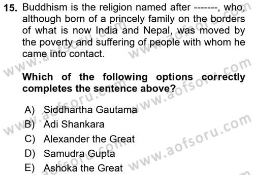 Contemporary World Civilizations Dersi 2023 - 2024 Yılı (Vize) Ara Sınav Soruları 15. Soru