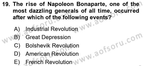 Contemporary World Civilizations Dersi 2023 - 2024 Yılı (Vize) Ara Sınav Soruları 19. Soru