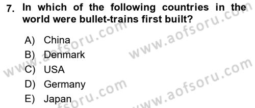 Contemporary World Civilizations Dersi 2023 - 2024 Yılı (Vize) Ara Sınav Soruları 7. Soru