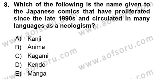 Contemporary World Civilizations Dersi 2023 - 2024 Yılı (Vize) Ara Sınav Soruları 8. Soru