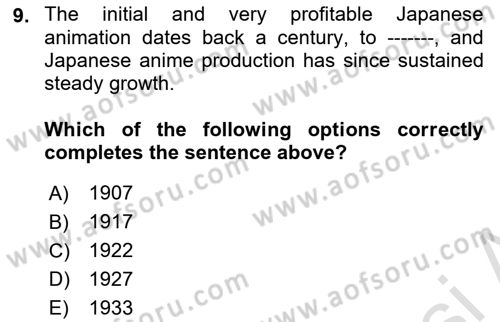Contemporary World Civilizations Dersi 2023 - 2024 Yılı (Vize) Ara Sınav Soruları 9. Soru