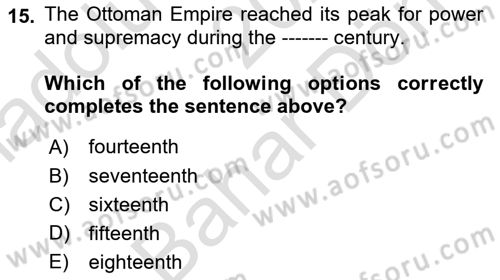 Contemporary World Civilizations Dersi 2023 - 2024 Yılı (Final) Dönem Sonu Sınav Soruları 15. Soru
