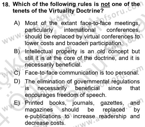Contemporary World Civilizations Dersi 2023 - 2024 Yılı (Final) Dönem Sonu Sınav Soruları 18. Soru