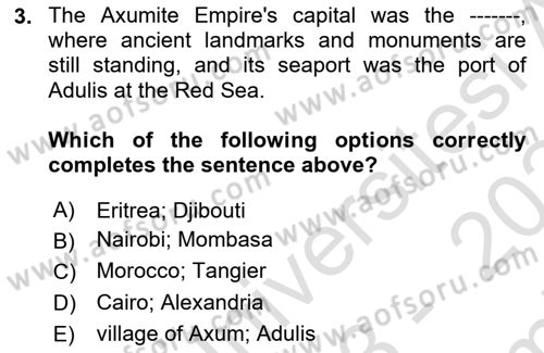 Contemporary World Civilizations Dersi 2023 - 2024 Yılı (Final) Dönem Sonu Sınav Soruları 3. Soru