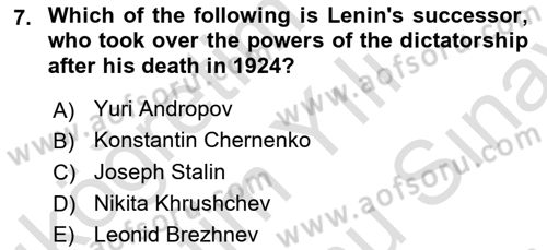 Contemporary World Civilizations Dersi 2023 - 2024 Yılı (Final) Dönem Sonu Sınav Soruları 7. Soru