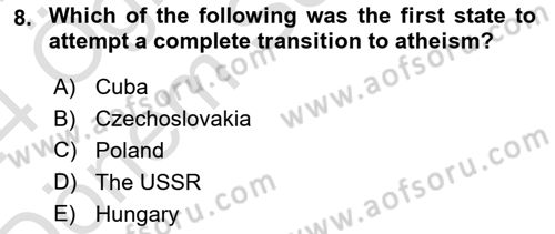 Contemporary World Civilizations Dersi 2023 - 2024 Yılı (Final) Dönem Sonu Sınav Soruları 8. Soru
