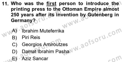 Contemporary World Civilizations Dersi 2023 - 2024 Yılı Yaz Okulu Sınav Soruları 11. Soru