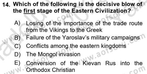 Contemporary World Civilizations Dersi 2023 - 2024 Yılı Yaz Okulu Sınav Soruları 14. Soru