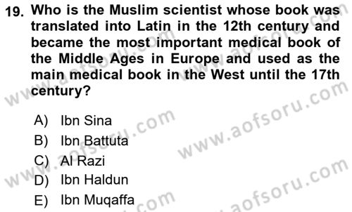 Contemporary World Civilizations Dersi 2023 - 2024 Yılı Yaz Okulu Sınav Soruları 19. Soru