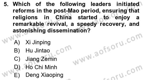 Contemporary World Civilizations Dersi 2023 - 2024 Yılı Yaz Okulu Sınav Soruları 5. Soru