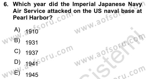 Contemporary World Civilizations Dersi 2023 - 2024 Yılı Yaz Okulu Sınav Soruları 6. Soru
