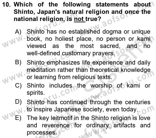 Contemporary World Civilizations Dersi 2024 - 2025 Yılı (Vize) Ara Sınav Soruları 10. Soru