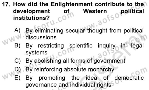 Contemporary World Civilizations Dersi 2024 - 2025 Yılı (Vize) Ara Sınav Soruları 17. Soru