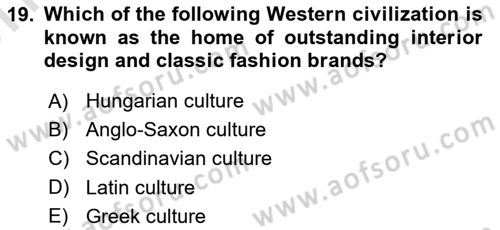 Contemporary World Civilizations Dersi 2024 - 2025 Yılı (Vize) Ara Sınav Soruları 19. Soru