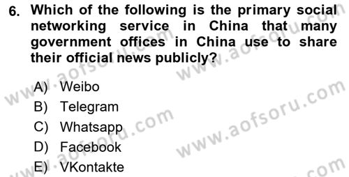 Contemporary World Civilizations Dersi 2024 - 2025 Yılı (Vize) Ara Sınav Soruları 6. Soru