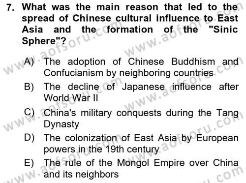 Contemporary World Civilizations Dersi 2024 - 2025 Yılı (Vize) Ara Sınav Soruları 7. Soru