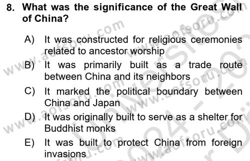 Contemporary World Civilizations Dersi 2024 - 2025 Yılı (Vize) Ara Sınav Soruları 8. Soru