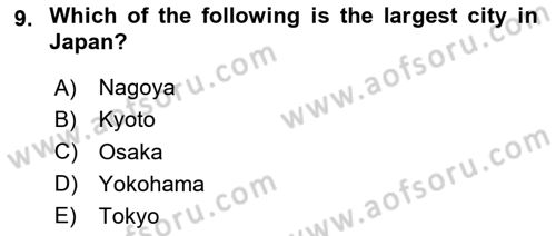 Contemporary World Civilizations Dersi 2024 - 2025 Yılı (Vize) Ara Sınav Soruları 9. Soru