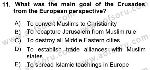 Contemporary World Civilizations Dersi 2024 - 2025 Yılı (Final) Dönem Sonu Sınav Soruları 11. Soru