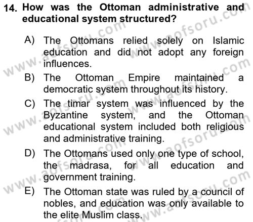 Contemporary World Civilizations Dersi 2024 - 2025 Yılı (Final) Dönem Sonu Sınav Soruları 14. Soru