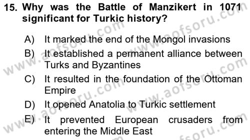 Contemporary World Civilizations Dersi 2024 - 2025 Yılı (Final) Dönem Sonu Sınav Soruları 15. Soru