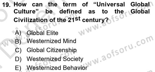 Contemporary World Civilizations Dersi 2024 - 2025 Yılı (Final) Dönem Sonu Sınav Soruları 19. Soru