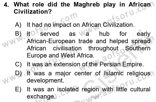 Contemporary World Civilizations Dersi 2024 - 2025 Yılı (Final) Dönem Sonu Sınav Soruları 4. Soru