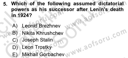 Contemporary World Civilizations Dersi 2024 - 2025 Yılı (Final) Dönem Sonu Sınav Soruları 5. Soru