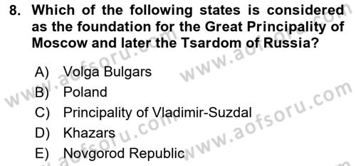 Contemporary World Civilizations Dersi 2024 - 2025 Yılı (Final) Dönem Sonu Sınav Soruları 8. Soru