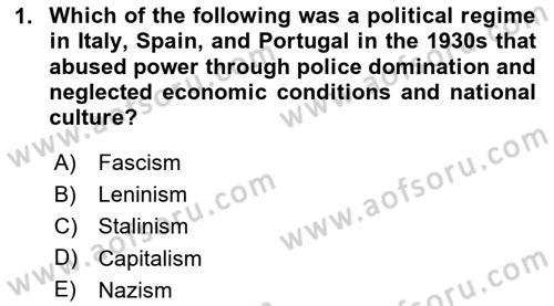 Contemporary World Civilizations Dersi 2024 - 2025 Yılı Yaz Okulu Sınav Soruları 1. Soru