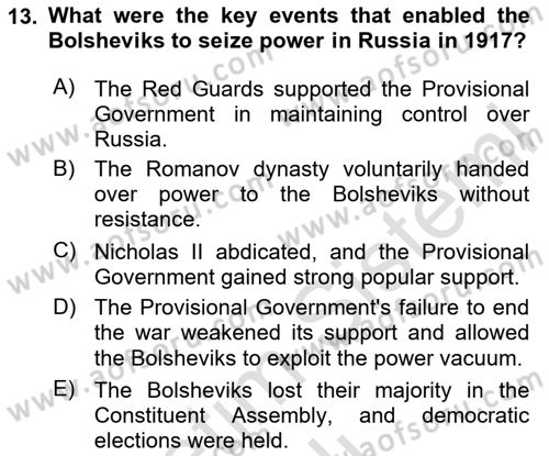 Contemporary World Civilizations Dersi 2024 - 2025 Yılı Yaz Okulu Sınav Soruları 13. Soru