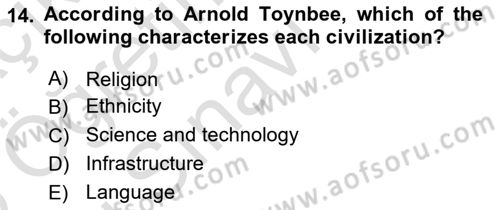 Contemporary World Civilizations Dersi 2024 - 2025 Yılı Yaz Okulu Sınav Soruları 14. Soru