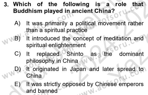 Contemporary World Civilizations Dersi 2024 - 2025 Yılı Yaz Okulu Sınav Soruları 3. Soru