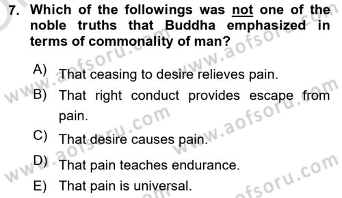 Contemporary World Civilizations Dersi 2024 - 2025 Yılı Yaz Okulu Sınav Soruları 7. Soru