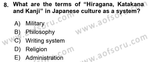 Contemporary World Civilizations Dersi 2024 - 2025 Yılı Yaz Okulu Sınav Soruları 8. Soru