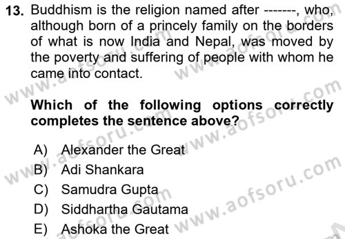 Contemporary World Civilizations Dersi 2025 - 2026 Yılı (Vize) Ara Sınav Soruları 13. Soru