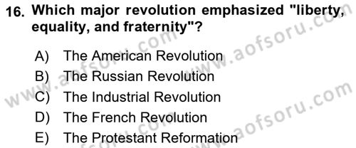 Contemporary World Civilizations Dersi 2025 - 2026 Yılı (Vize) Ara Sınav Soruları 16. Soru
