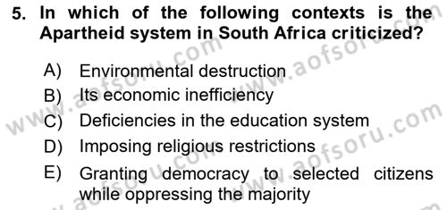 Contemporary World Civilizations Dersi 2025 - 2026 Yılı (Vize) Ara Sınav Soruları 5. Soru