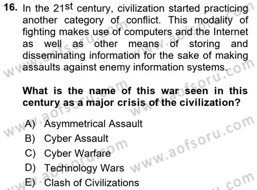 Contemporary World Civilizations Dersi 2025 - 2026 Yılı (Final) Dönem Sonu Sınav Soruları 16. Soru
