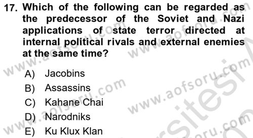International Politics Dersi 2020 - 2021 Yılı Yaz Okulu Sınav Soruları 17. Soru