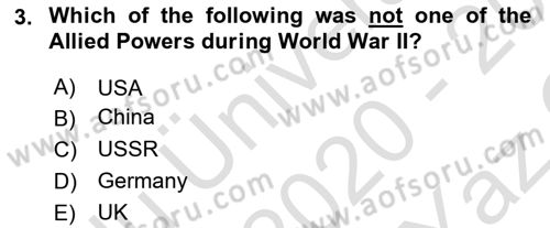 International Politics Dersi 2020 - 2021 Yılı Yaz Okulu Sınav Soruları 3. Soru