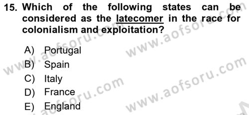 International Politics Dersi 2021 - 2022 Yılı (Vize) Ara Sınav Soruları 15. Soru