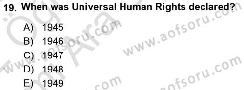 International Politics Dersi 2021 - 2022 Yılı (Vize) Ara Sınav Soruları 19. Soru