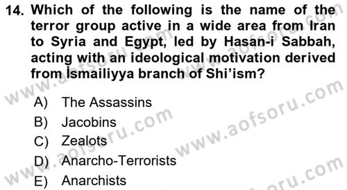 International Politics Dersi 2021 - 2022 Yılı (Final) Dönem Sonu Sınav Soruları 14. Soru