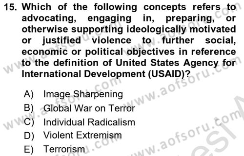 International Politics Dersi 2021 - 2022 Yılı (Final) Dönem Sonu Sınav Soruları 15. Soru