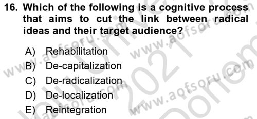 International Politics Dersi 2021 - 2022 Yılı (Final) Dönem Sonu Sınav Soruları 16. Soru