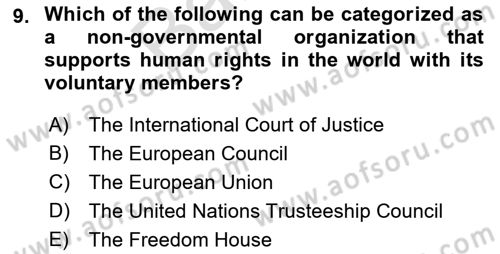 International Politics Dersi 2021 - 2022 Yılı (Final) Dönem Sonu Sınav Soruları 9. Soru