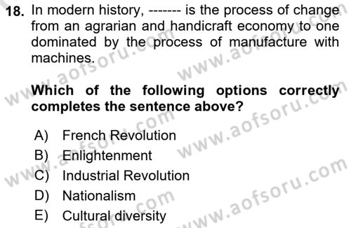 International Politics Dersi 2021 - 2022 Yılı Yaz Okulu Sınav Soruları 18. Soru