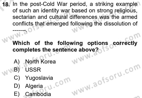 International Politics Dersi 2022 - 2023 Yılı Yaz Okulu Sınav Soruları 18. Soru