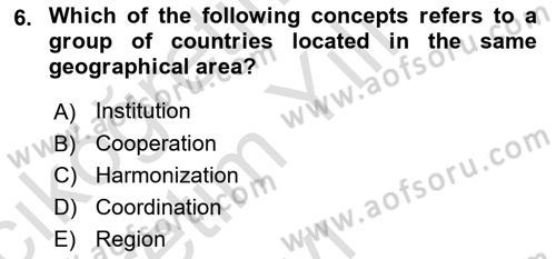 International Politics Dersi 2022 - 2023 Yılı Yaz Okulu Sınav Soruları 6. Soru